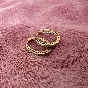 Pandora Sparkle and Hearts Hoop Earings